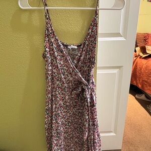 Floral Mini Dress w/ Tie in Front